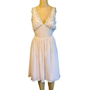 Camisón vintage Radcliffe años 50 rosa sedoso suave nailon plisado encaje acanalado talla S - Imagen 1 de 13