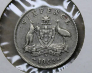 1942s SILVER SIXPENCE PREDECIMAL COIN NICE CIRCULATED #APL35 - Picture 1 of 12