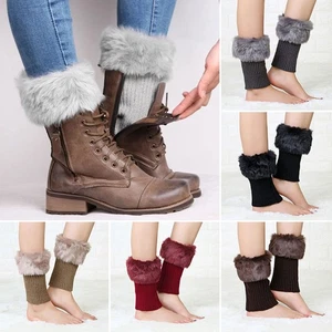 New Ladies Short Leg Warmers Knitted Crochet Cuffs Ankle Toppers Trim Boot Socks - Picture 1 of 20