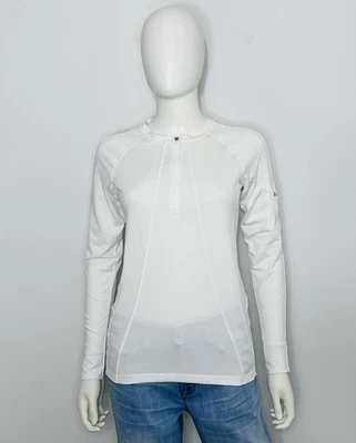 Athleta Pacifica II Rash Guard Womens S White Zip Pocket Long Sleeve Swim Logo - Image 1 of 4