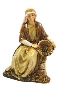 Bauernhirte mit Korb Stroh Landi Cm 10 - Schäferhund für Krippe - Bild 1 von 2