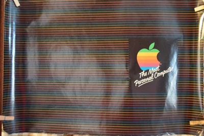 Vtg Apple Personal Computer Book Cover Poster Striped 15 x 22" - Image 1 of 4