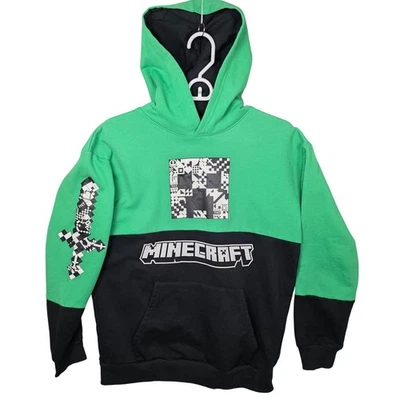 Minecraft Hoodie Kids XL/TG 18/20 Green Black Creeper Sword Pullover Sweatshirt - Image 1 of 4
