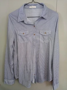 Passport Blue And White Striped Long Sleeve Large - Picture 1 of 3