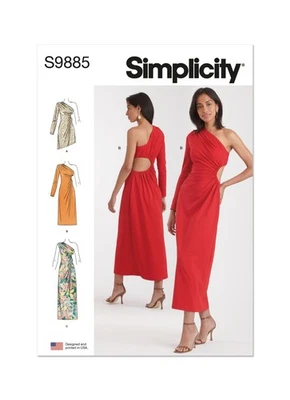 SIMPLICITY 9885 MISSES KNIT DRESSES Sewing Pattern Sizes 8-16 & 18-26 Skill: AVE - Image 1 of 4
