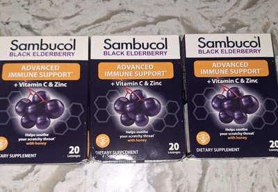 3 Cajas de Sambucol Black Elderberry Advanced Immune - 60 Pastillas - Ex: 4/26 Foto 1 de 3