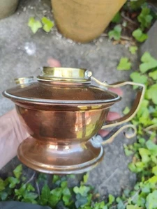 Antique Copper And Brass Table Finger Oil Lamp. - Picture 1 of 14