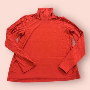 Camisa Top Mujer Eileen Fisher Mediana Naranja Mezcla Rayón Manga Larga Cuello Alto - Imagen 1 de 8