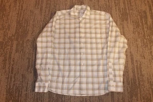 Camisa Peter Millar Para Hombre XL Beige Azul A Cuadros Manga Larga Botón Delantero Informal - Imagen 1 de 7