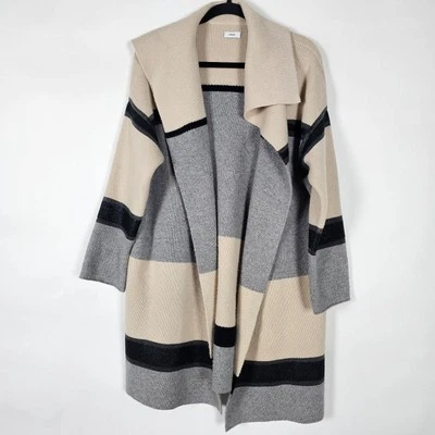 Cárdigan Suéter Vince Lana Cachemira Rayas Tejido Abierto Para Mujer Pequeño Manga Larga Foto 1 de 4