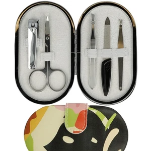 Nageletui Set 5 teilig Nagelset Maniküre Nagelschere Pinzette Retro Print Muster - Bild 1 von 6