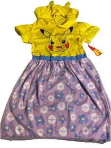 Pokémon Pikachu Kinder Nachthemd mit Kapuze Mädchen kleine Mädchen 4 - Bild 1 von 1