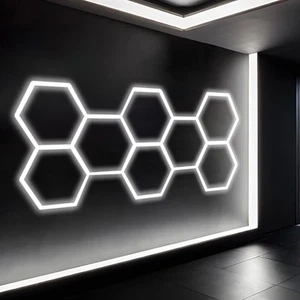 8 Grid Hexagon RGB LED Wandlampe Deckenleuchte Wohnräumen Geschäften Schönheitss - Bild 1 von 20