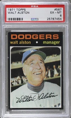1971 Topps Walter Alston #567 PSA 6 HOF - Image 1 of 2