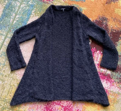 Suéter Cárdigan Abierto EILEEN FISHER Mujer XL Lana Suri Alpaca Negro Drapeado Suave Foto 1 de 4