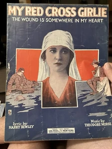 11x14 1917 WW1 Noten MEIN ROTES KREUZ GIRLIE von Theodore Morse - Bild 1 von 1