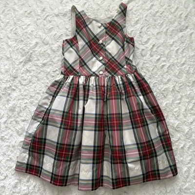 Polo Ralph Lauren Classic Plaid Fit & Flare Holiday Girl Christmas Dress - Image 1 of 4