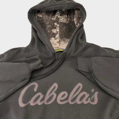 Cabela's Hoodie Pullover Black Men's S 42" Embroidered Logo Sweatshirt Camo Hood - Image 1 of 4