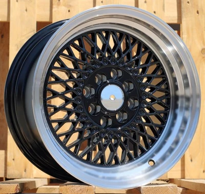4X 15" BBS ST1 Klutch sl1 style black wheels 4X100 deep dish for VW HONDA E30 - Image 1 of 2