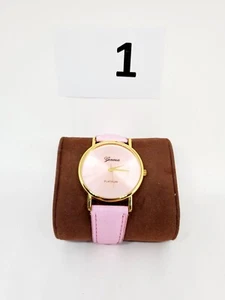 Geneva Platinum Watch Pink Band Gold Color And Pink Dial - Picture 1 of 13