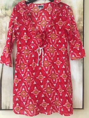 Cubierta de playa Mud Pie para mujer talla pequeña (4-6) volantes rojos/rosa muy bonitos Foto 1 de 4