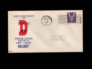 WWII Patriotic D-Day Invasion 1 Year Louisville KY June 6 1945 Cover 5o - Picture 1 of 1