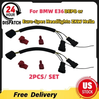 For BMW E36 DEPO Euro-Spec Headlights ZKW Hella Headlight Adapter Harness PnP  - Изображение 1 из 4