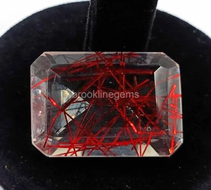 Gemas sueltas de cuarzo rutilado rojo corte esmeralda de 116 quilates creadas en laboratorio certificadas 4AUQ - Imagen 1 de 7
