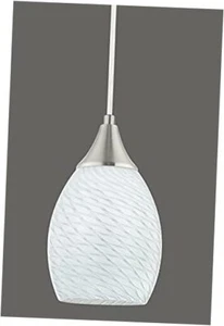 Pendant Light, 1 Light Kitchen Lighting in Brushed Nickel with Glass, White - Picture 1 of 7
