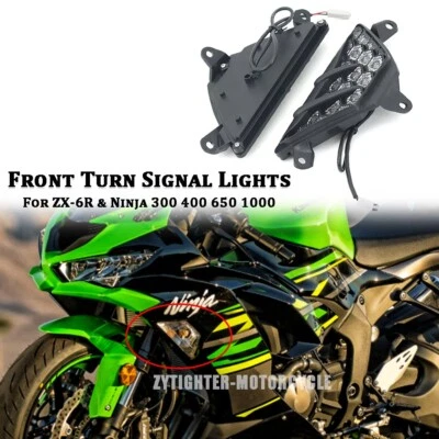 For Kawasaki Ninja 300 400 650 1000 ZX-6R LED Front Turn Signal Indicator Lights — 第 1/4 张图片