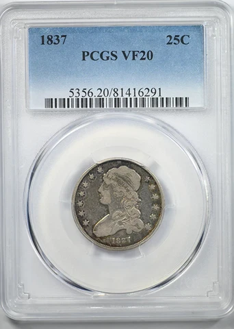 1837 Capped Bust Quarter 25C PCGS VF20 B-2 Cover