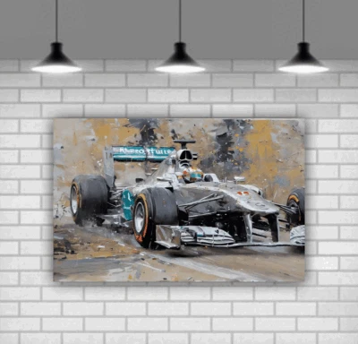 F1 Racing Modern Art Printed Canvas Picture Wall Art Framed Ready To Hang - Image 1 of 4