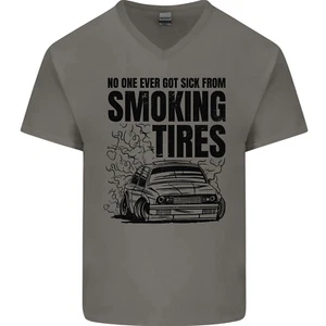 Camiseta de algodón con cuello en V Car Drifting Burning Tires para hombre - Imagen 1 de 31