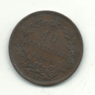 MUY BONITA MONEDA ITALIA 10 CENTESIMI MEJOR CALIDAD 1866 M-NOV324 Foto 1 de 2