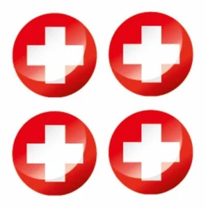 4 x Glossy Vinyl Stickers Switzerland Small Flag Bike Car Round FLAG67 - Picture 1 of 1