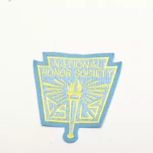Vintage National Honor Society Arms Academy Patch Blue & Yellow Torch 4.5"x4.25" - Picture 1 of 1