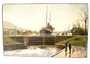 Vtg Postcard Benvie Scotland Caledonian Canal Ship in Locks "Neptune's Staircase - Picture 1 of 2