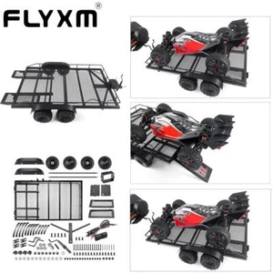 FLYXM RC Metal Trailer with Four Tires for 1/5 1/8 1/10 RC Car Crawler Upgrades - Picture 1 of 12