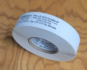 Direct Thermal Paper 1.375" x 0.75" Labels with perfs on 3" core - 4 rolls - Picture 1 of 2