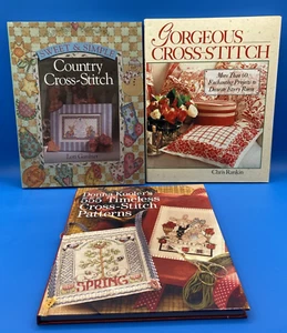 3 Craft BOOKS CROSS STITCH lot 555+ patterns projects Country Gorgeous Kooler - Picture 1 of 24