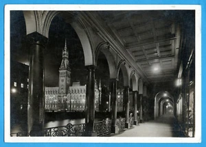 Hamburg 1942 - Alsterarkaden und Rathaus bei Nacht - AK 556 - Bild 1 von 1
