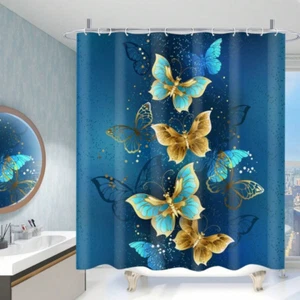 Butterfly Bohemian Waterproof Shower Curtain with 12 Hooks for Bathroom Decor - Picture 1 of 5