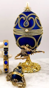 Faberge egg 1980 Wedding gift for parents 45th Wedding Anniversary Natural egg - Picture 1 of 14