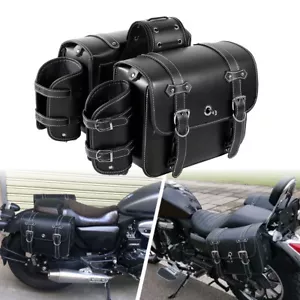 Bolsas de sillín laterales negras para motocicleta Honda VTX 1800 N VTX1800C VTX1300C - Imagen 1 de 12