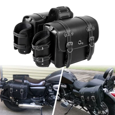 Black Motorcycle Side Saddle Bags Luggage For Honda VTX 1800 N VTX1800C VTX1300C - Image 1 of 4