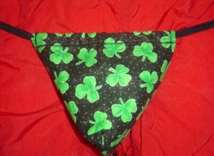 Mens IRISH SHAMROCKS St Patricks Day Ireland String Thong Male Underwear - Picture 1 of 1