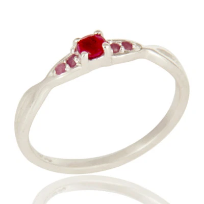 0.17-CT 925 Gemstone Natural Ruby Ring 925 Sterling Silver Handmade Jewelry - Image 1 of 3