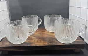 Vintage Arcoroc France Frosted Clear Coffee/Tea Cups Mugs Glass - Picture 1 of 2