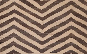Chevron Design Ivory/ Brown Natural Dye Kilim Hand Woven Reversible Rug 3'x5' - Picture 1 of 10