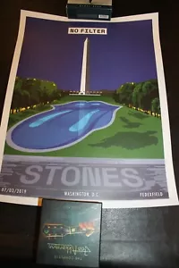 Póster de concierto de primera prensa de la gira Rolling Stones No Filter Tour Washington DC 2019 casi nuevo - Imagen 1 de 3